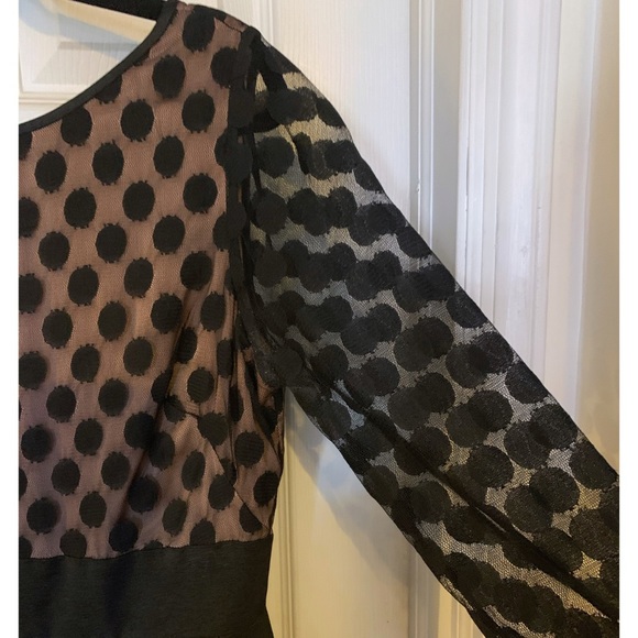Eliza J Polka dot Cocktail Dress Sheer 3/4 Sleeve - Picture 3 of 5